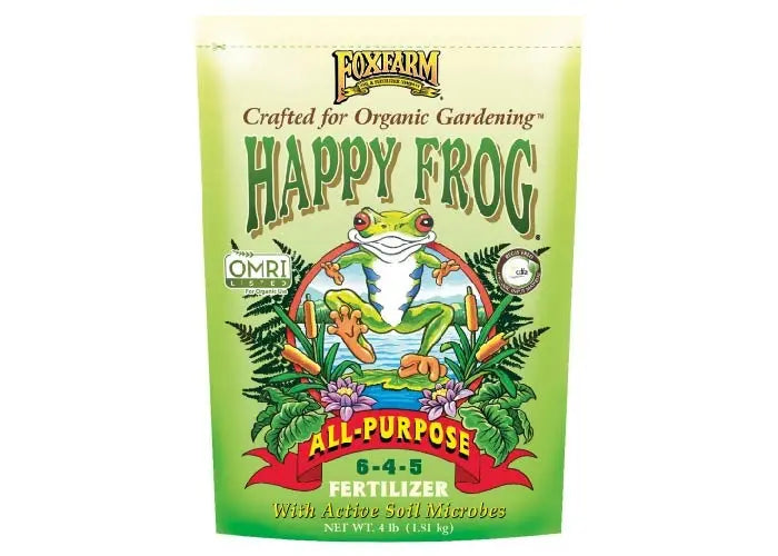 Bolsa de fertilizante orgánico FoxFarm Happy Frog All Purpose 4 libras para plantas de interior y huertos